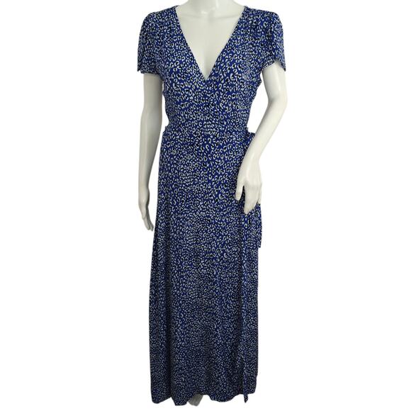 Free People Gorgeous Jess Maxi Wrap Dress Size Small Blue Black Floral Boho - Picture 2 of 10